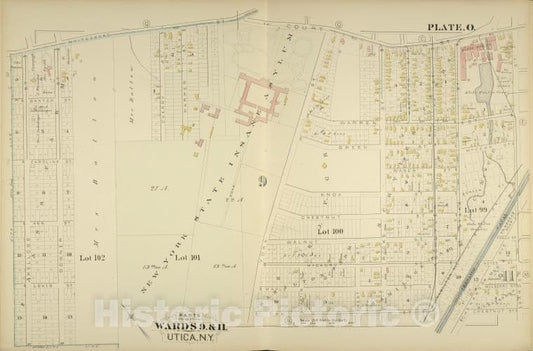 Historic Map - 1883 Utica, New York (N.Y.), Parts Of Wards 9. & 11. - Vintage Wall Art