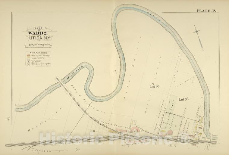 Historic Map - 1883 Utica, New York (N.Y.), Part Of Ward 2. - Vintage Wall Art