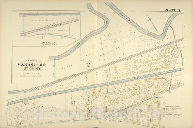 Historic Map - 1883 Utica, New York (N.Y.), Parts Of Wards 2. 6. & 9. - Vintage Wall Art