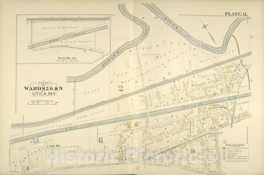 Historic Map - 1883 Utica, New York (N.Y.), Parts Of Wards 2. 6. & 9. - Vintage Wall Art