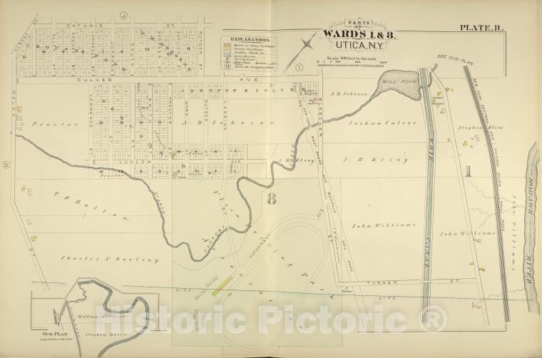 Historic Map - 1883 Parts Of Wards 1. & 8. - Vintage Wall Art, V2