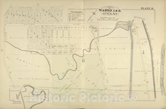 Historic Map - 1883 Parts Of Wards 1. & 8. - Vintage Wall Art, V2