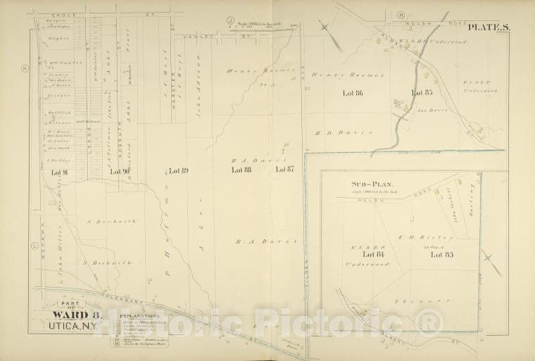 Historic Map - 1883 Utica, New York, Part Of Ward 8. - Vintage Wall Art