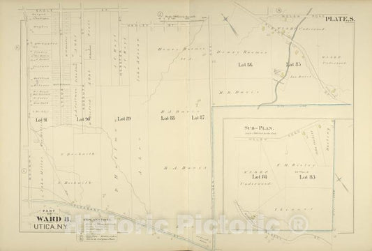 Historic Map - 1883 Utica, New York, Part Of Ward 8. - Vintage Wall Art