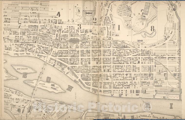 Historic 1869 Map - City Of Troy [Cont.] - Troy (N.Y.Map Of The City Of Troy, West Troy And Green Island, N.Y. - Vintage Wall Art