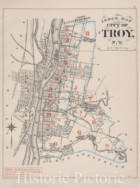 Historic Map - 1881 Troy, New York (N.Y.), Index Map City Of Troy, N.Y. - Vintage Wall Art