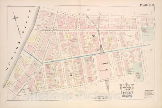 Historic Map - 1881 Troy, New York (N.Y.), Parts Of Wards 3 & 4. [Plate B.] - Vintage Wall Art
