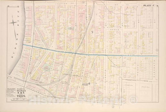 Historic Map - 1881 Troy, New York (N.Y.), Parts Of Wards 4 & 7. [Plate C.] - Vintage Wall Art