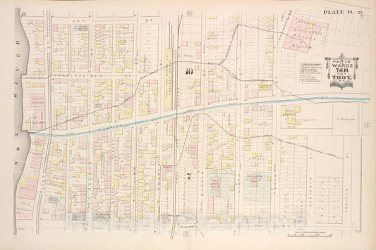 Historic Map - 1881 Troy, New York (N.Y.), Parts Of Wards 7 & 10. [Plate D.] - Vintage Wall Art