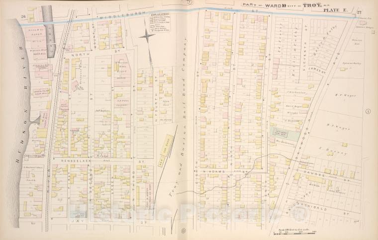 Historic Map - 1881 Troy, New York (N.Y.), Part Of Ward 10. [Plate E.] - Vintage Wall Art