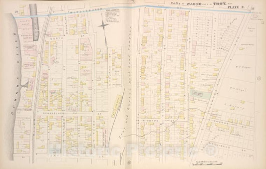 Historic Map - 1881 Troy, New York (N.Y.), Part Of Ward 10. [Plate E.] - Vintage Wall Art
