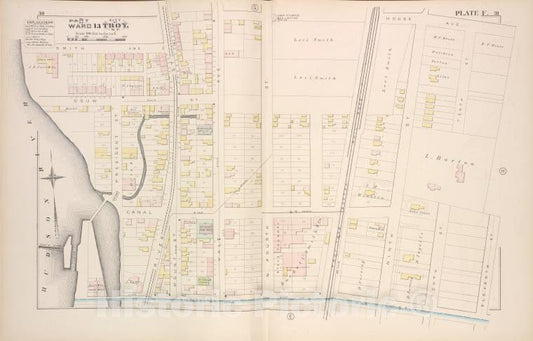 Historic Map - 1881 Troy, New York (N.Y.), Part Of Ward 13. [Plate F.] - Vintage Wall Art