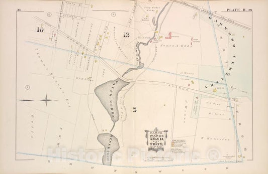 Historic Map - 1881 Troy, New York (N.Y.), Parts Of Wards 5, 10. & 13. [Plate H.] - Vintage Wall Art