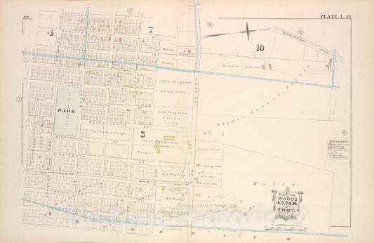 Historic Map - 1881 Troy, New York (N.Y.), Parts Of Wards 4, 5, 7. & 10. [Plate I.] - Vintage Wall Art