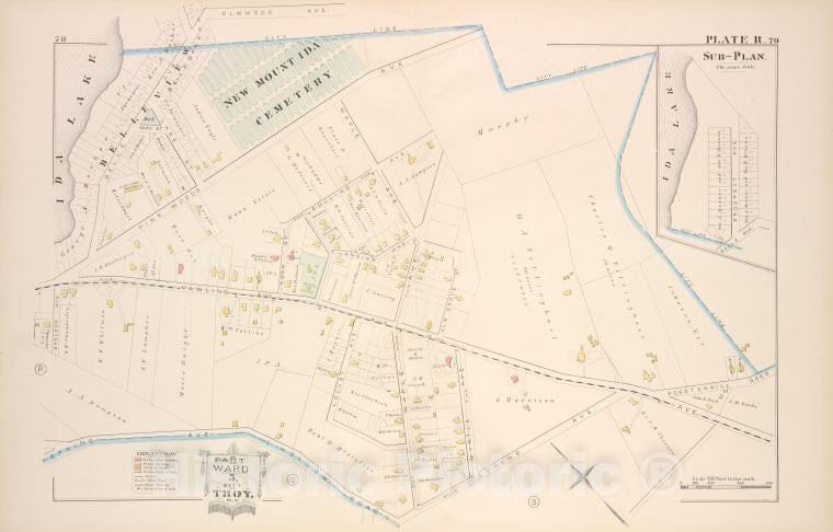Historic Map - 1881 Troy, New York (N.Y.), Part Of Ward 5. [Plate R.]; Sub-Plan. - Vintage Wall Art