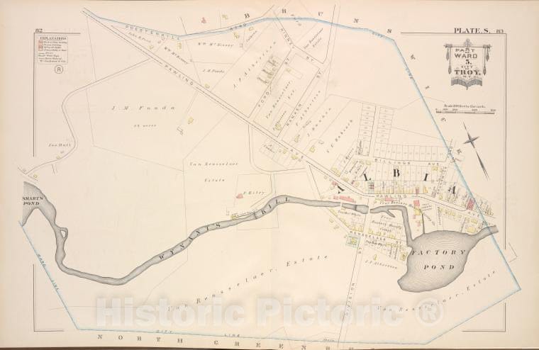 Historic Map - 1881 Troy, New York (N.Y.), Part Of Ward 5. [Plate S.] - Vintage Wall Art