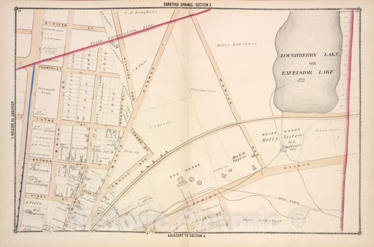 Historic 1876 Map - Saratoga Springs [Cont.] - New York (Stateillustrated Combination Atlas Of Saratoga And Ballston. - Vintage Wall Art