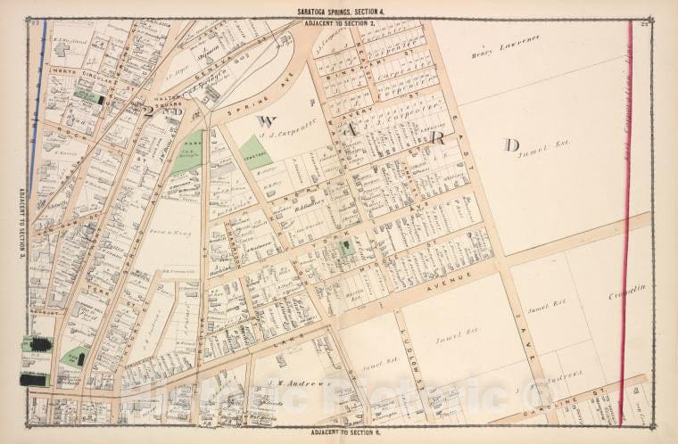 Historic 1876 Map - Saratoga Springs [Cont.] - New York (Stateillustrated Combination Atlas Of Saratoga And Ballston. - Vintage Wall Art, V2