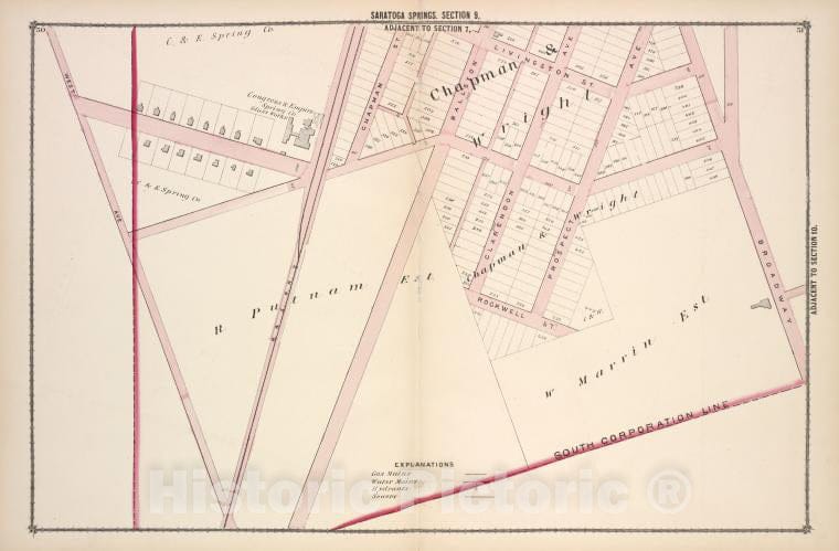 Historic 1876 Map - Saratoga Springs [Cont.] - New York (Stateillustrated Combination Atlas Of Saratoga And Ballston. - Vintage Wall Art, V6