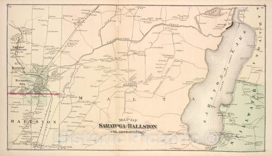 Historic Map - 1876 Map Of Saratoga And Ballston With Surroundings - Vintage Wall Art
