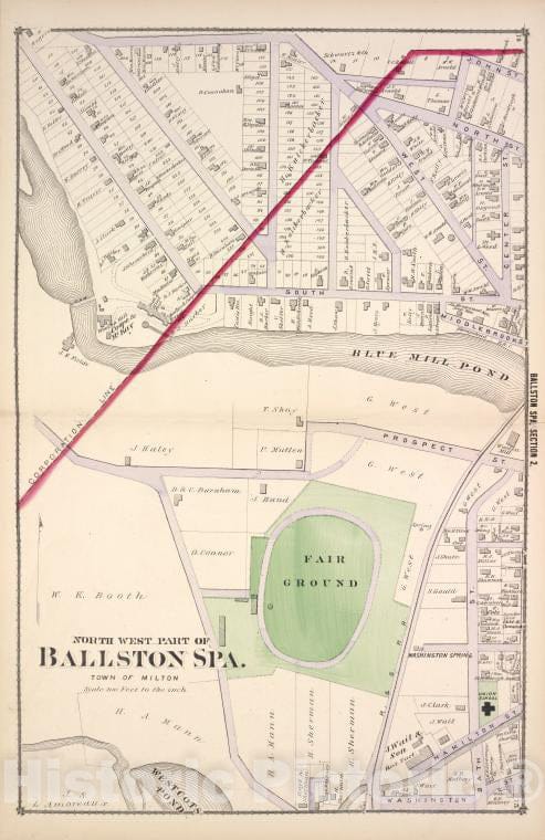 Historic Map - 1876 New York (N.Y.), North West Part Of Ballston Spa. [Village] - Vintage Wall Art
