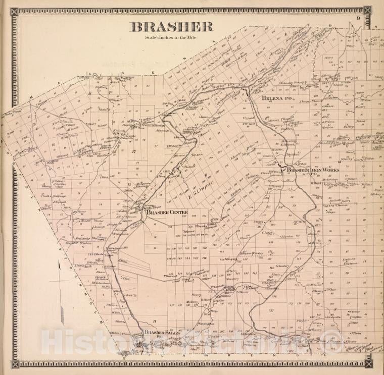 Historic 1865 Map - Brasher [Township] - Vintage Wall Art