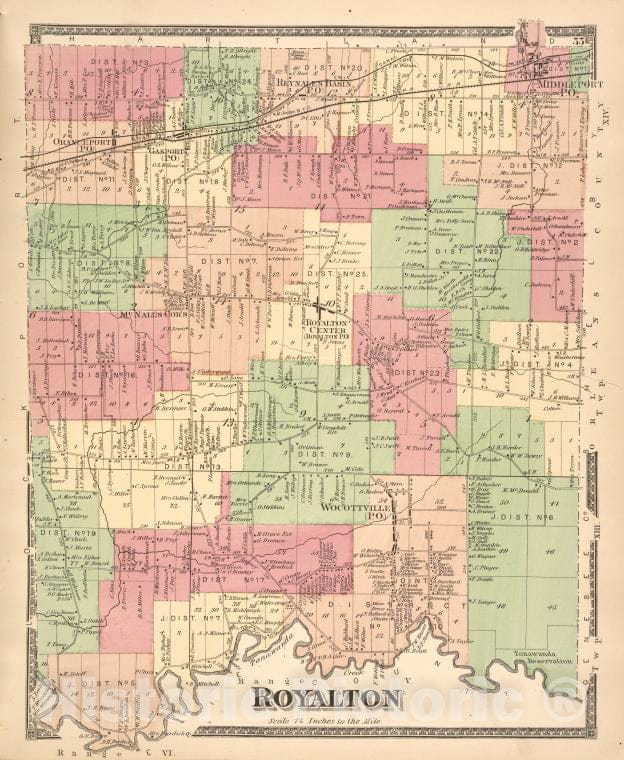 Historic 1875 Map - Royalton [Township] - Vintage Wall Art