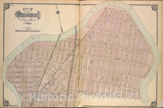 Historic Map - 1877 Passaic County, New Jersey (N.J.), City Of Paterson. Part Of The 3Rd Ward - Vintage Wall Art