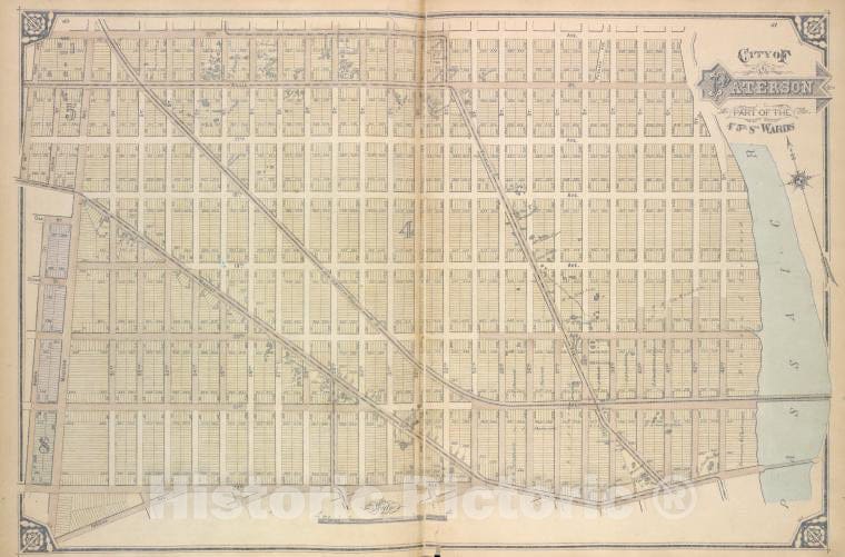 Historic 1877 Map - City Of Paterson. Part Of The 4Th, 5Th And 8Th Wards - Vintage Wall Art