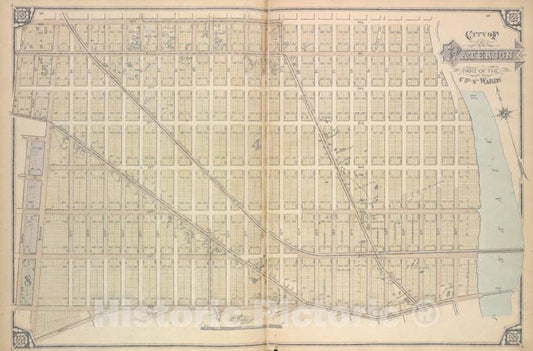 Historic 1877 Map - City Of Paterson. Part Of The 4Th, 5Th And 8Th Wards - Vintage Wall Art