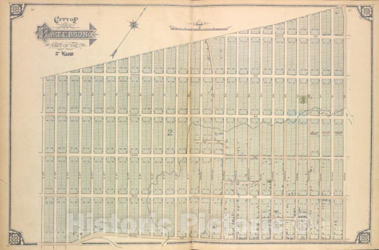 Historic Map - 1877 Passaic County, New Jersey (N.J.), City Of Paterson. Part Of The 2Nd Ward - Vintage Wall Art