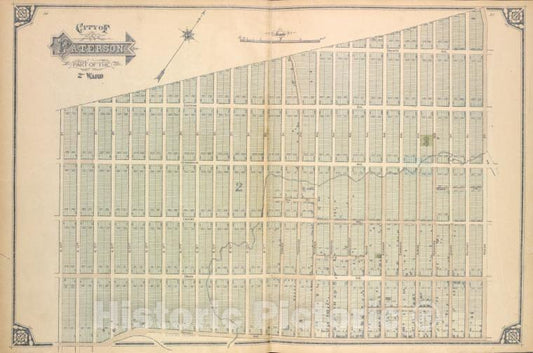 Historic Map - 1877 Passaic County, New Jersey (N.J.), City Of Paterson. Part Of The 2Nd Ward - Vintage Wall Art