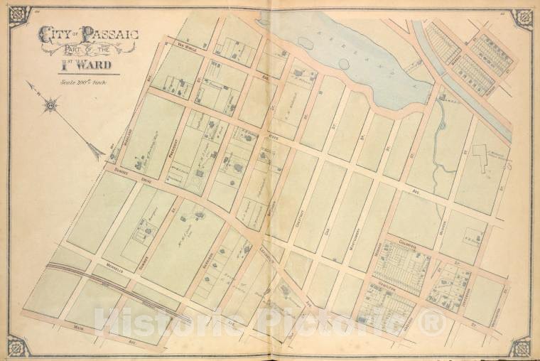Historic Map - 1877 City Of Paterson. Part Of The 1St Ward - Vintage Wall Art