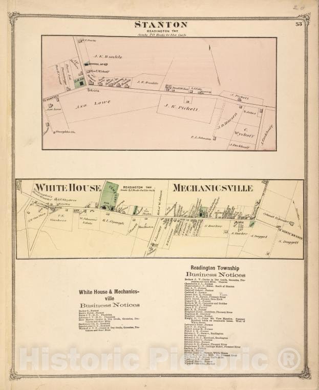 Historic 1873 Map - Station [Village]; White House, Mechanicsville [Village]; White - Vintage Wall Art