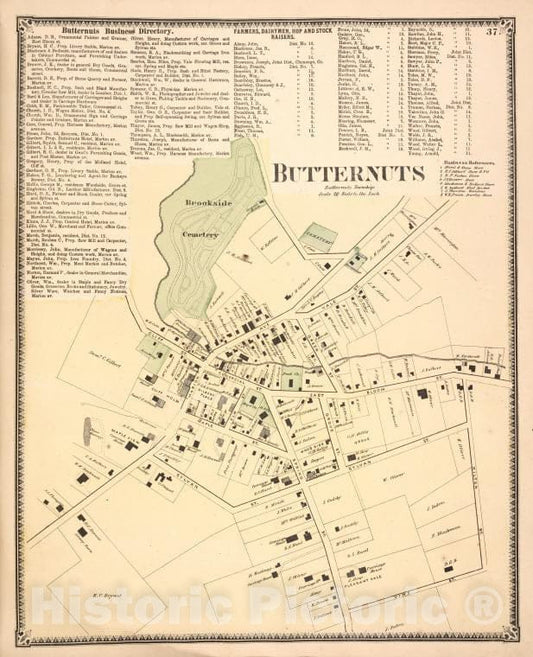 Historic Map - 1868 Otsego County, New York (N.Y.), Butternuts - Vintage Wall Art