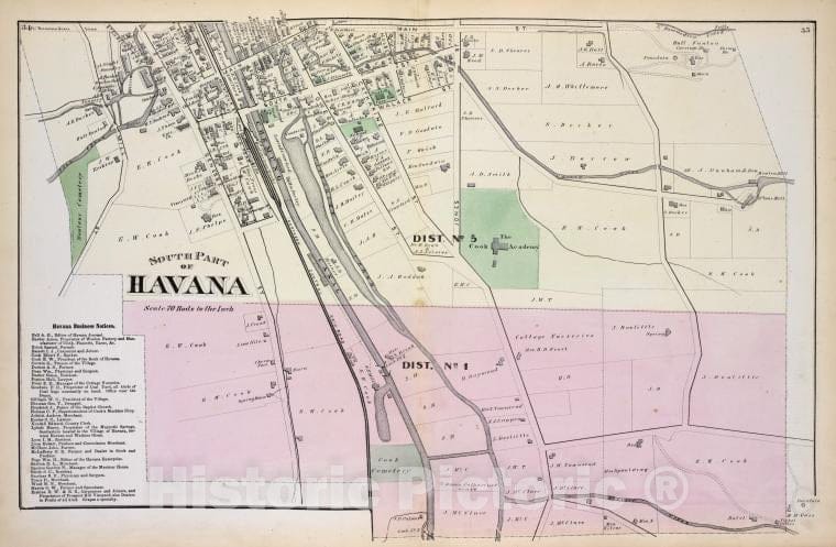 Historic Map - 1874 Schuyler County, New York, South Part Of Havana - Vintage Wall Art