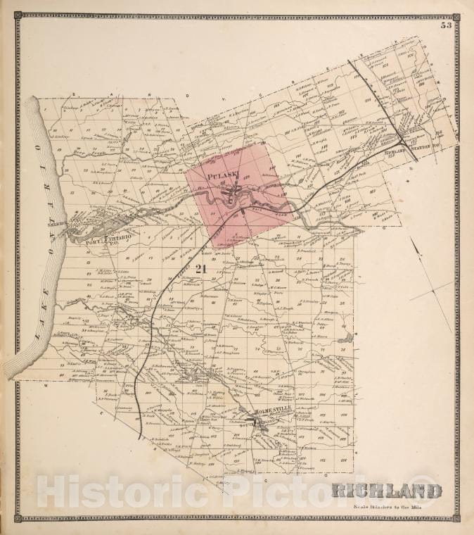 Historic 1867 Map - Richland [Village] - Vintage Wall Art