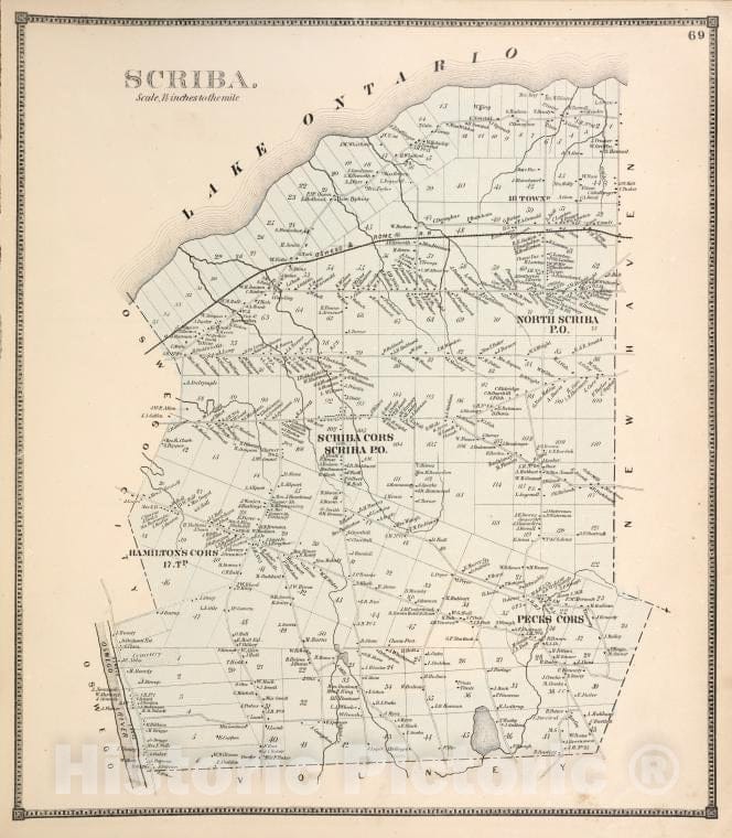 Historic 1867 Map - Scriba. [Township] - Vintage Wall Art