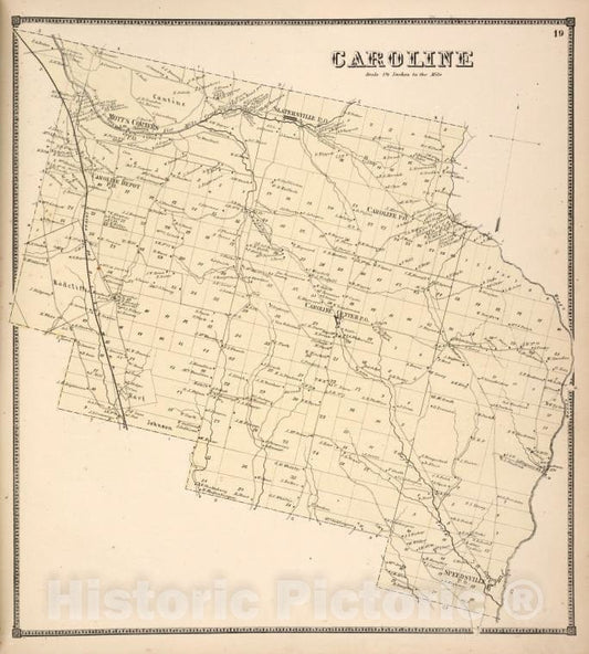 Historic 1866 Map - Caroline [Township] - Vintage Wall Art