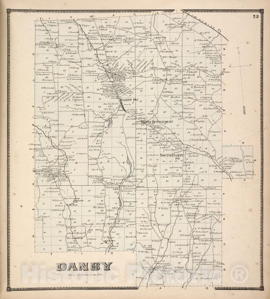 Historic 1866 Map - Danby [Township] - Vintage Wall Art