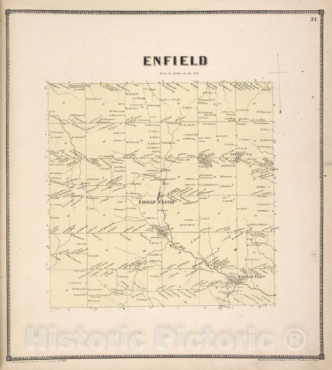 Historic 1866 Map - Enfield [Township] - Vintage Wall Art