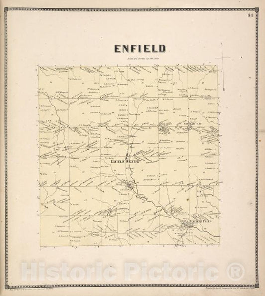 Historic 1866 Map - Enfield [Township] - Vintage Wall Art