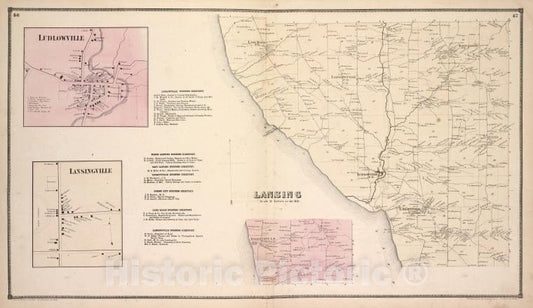 Historic 1866 Map - Ludlowville [Village]; Ludlowville Business Directory; Lansing - Vintage Wall Art