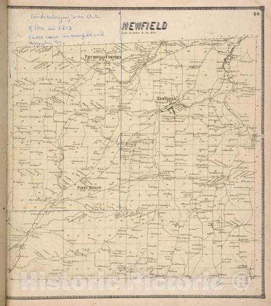 Historic 1866 Map - Newfield [Township] - Vintage Wall Art