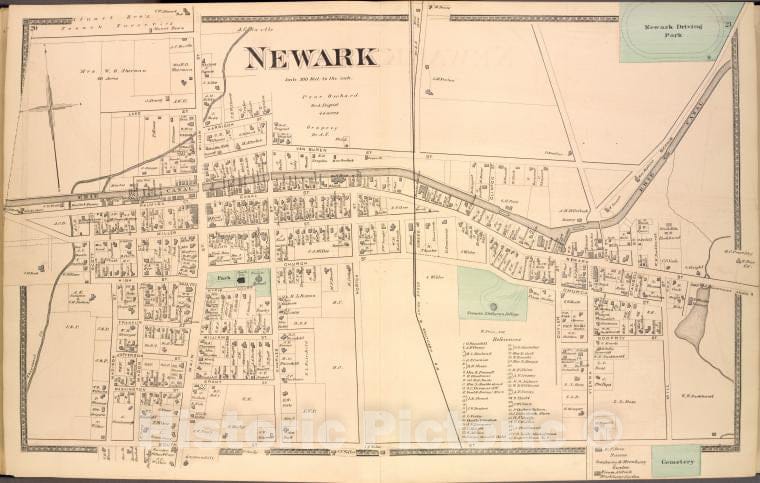 Historic Map - 1874 Wayne County (N.Y.), Newark - Vintage Wall Art
