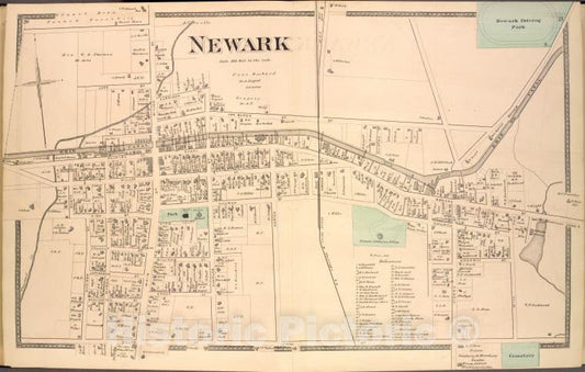 Historic Map - 1874 Wayne County (N.Y.), Newark - Vintage Wall Art