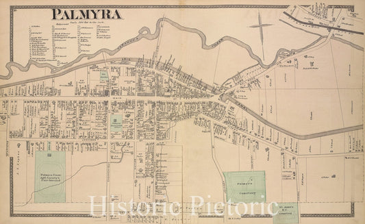 Historic Map - 1874 Wayne County (N.Y.), Palmyra - Vintage Wall Art