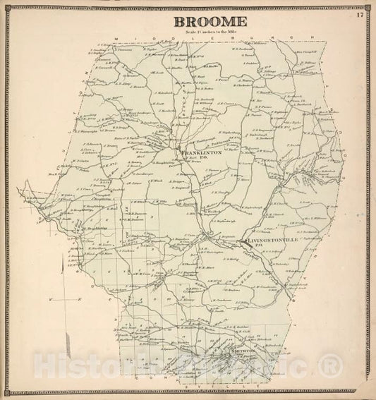 Historic 1866 Map - Broome [Township] - Vintage Wall Art