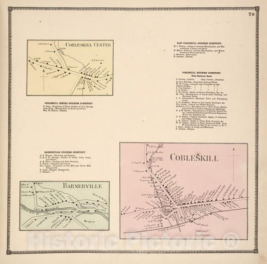 Historic 1866 Map - Cobleskill Center [Village]; Cobleskill Center Business Director - Vintage Wall Art