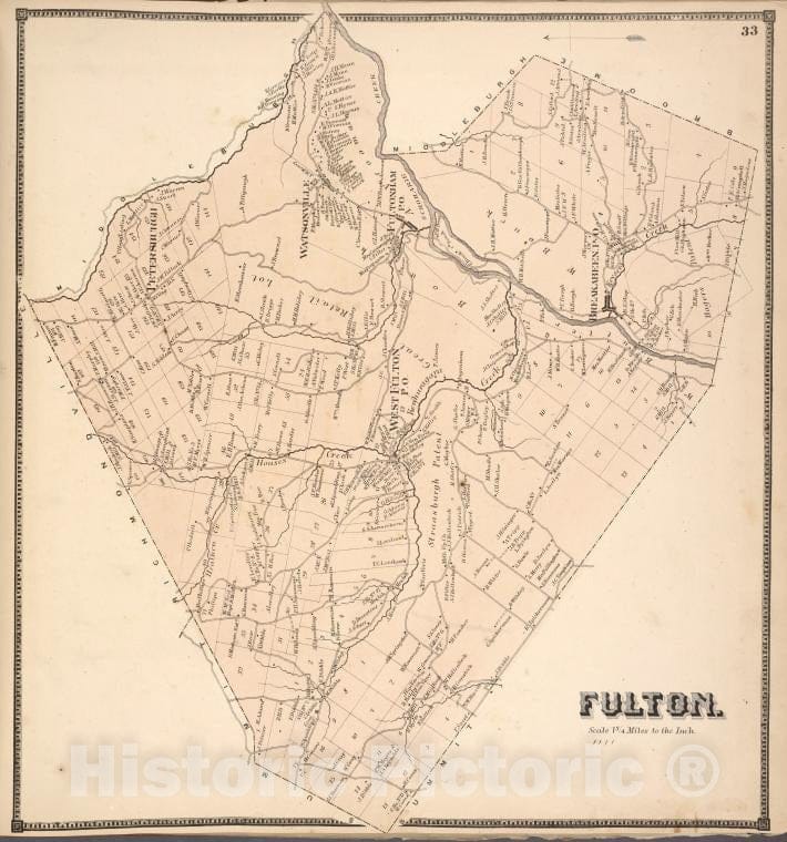 Historic 1866 Map - Fulton. [Township] - Vintage Wall Art